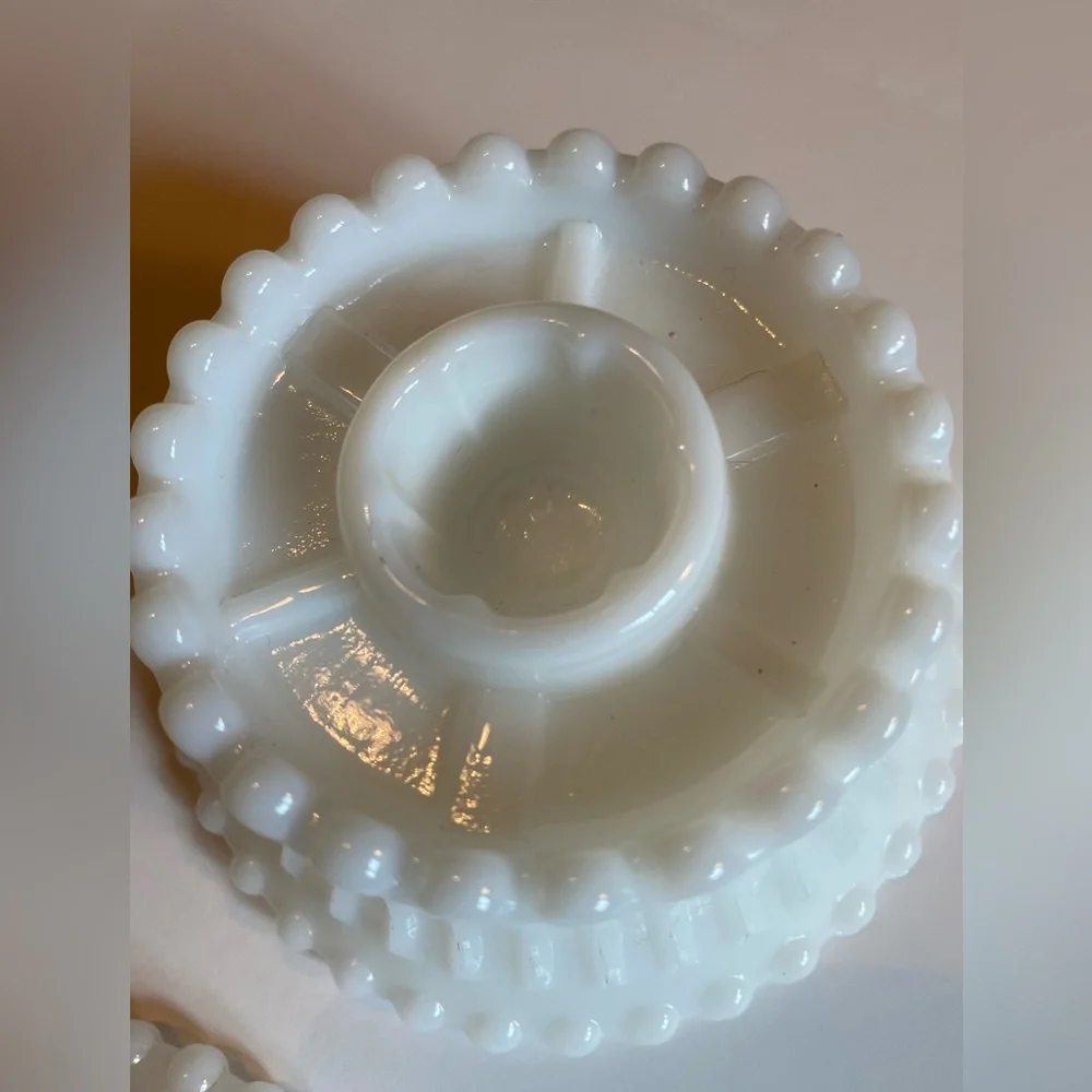 Antique Vintage White Milk Glass Candle Holders Set of 2 Excellent Condition